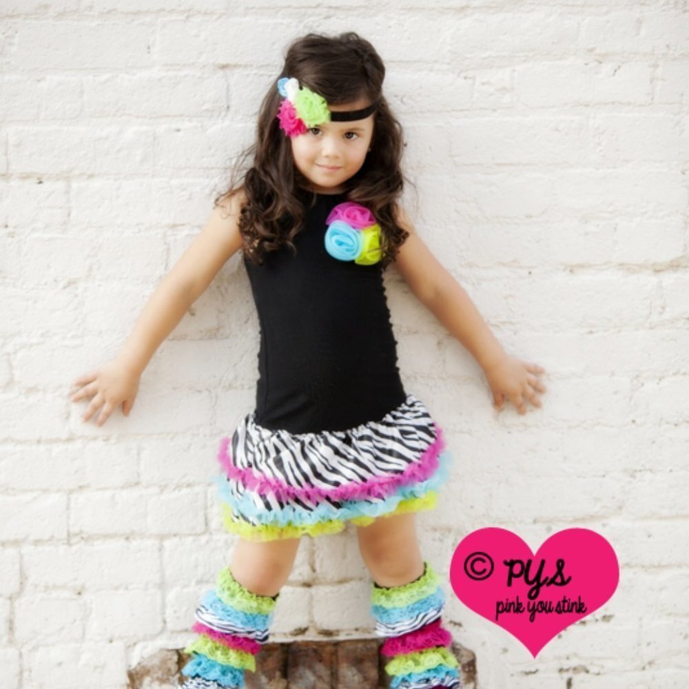 Girls Summer Dress Rainbow Zebra Print NEW 3 PC